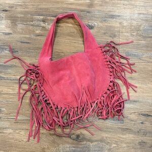 Free People Riley Fringed Pink Suede Women's Bag